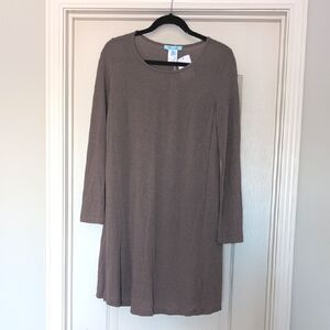 Brown Long Sleeve Swing Dress